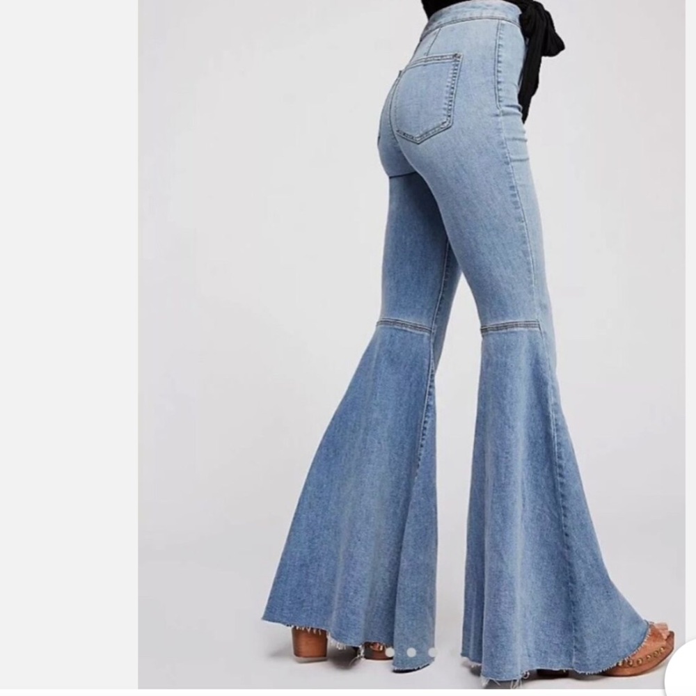 Free People Light Blue Flare Jeans - Picture 2 of 8